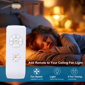 LPHUMEX 3-in-1 remote control managing fan speed and light from one device.