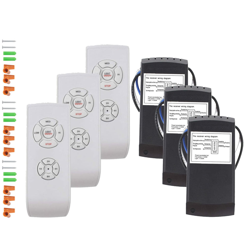 LPHUMEX three-pack ceiling fan remote kit enables effortless light and fan control from anywhere