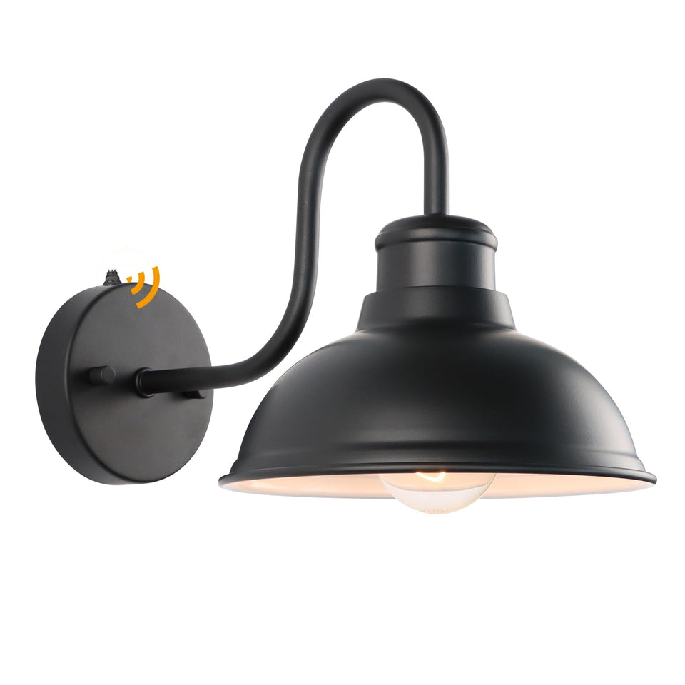 LPRZSG dusk-to-dawn outdoor sconce lighting at entryway with energy saving glow.