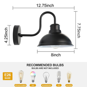 LPRZSG exterior wall sconce matte black for porches
