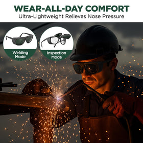 LPSAFP dual-lens welding glasses with IR 5.0 shade for welding sessions.