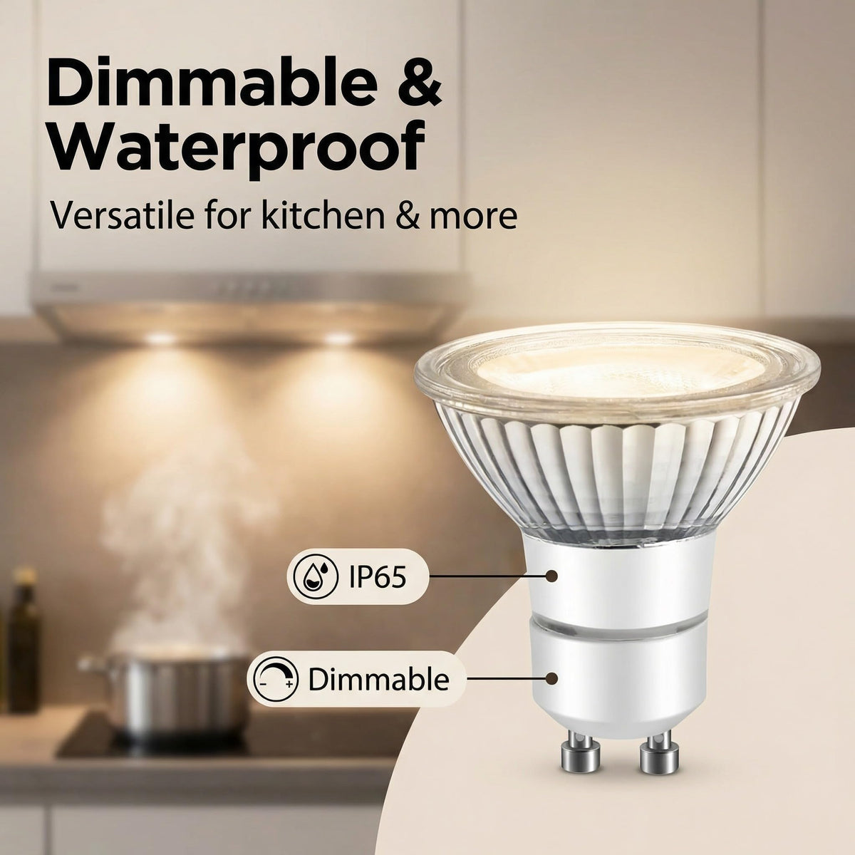 LPSAFP energy-efficient bulb replaces 50W halogen for longer-lasting kitchen lighting.