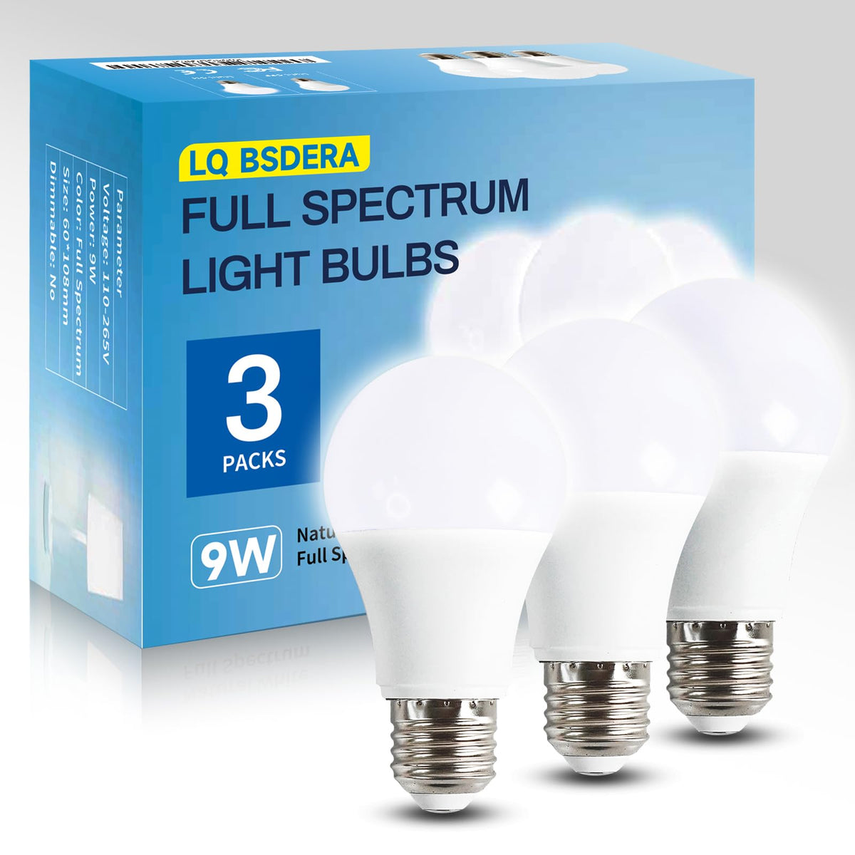 LQ BSDERA sunlike full spectrum bulb 9W bright indoor light for mood lift