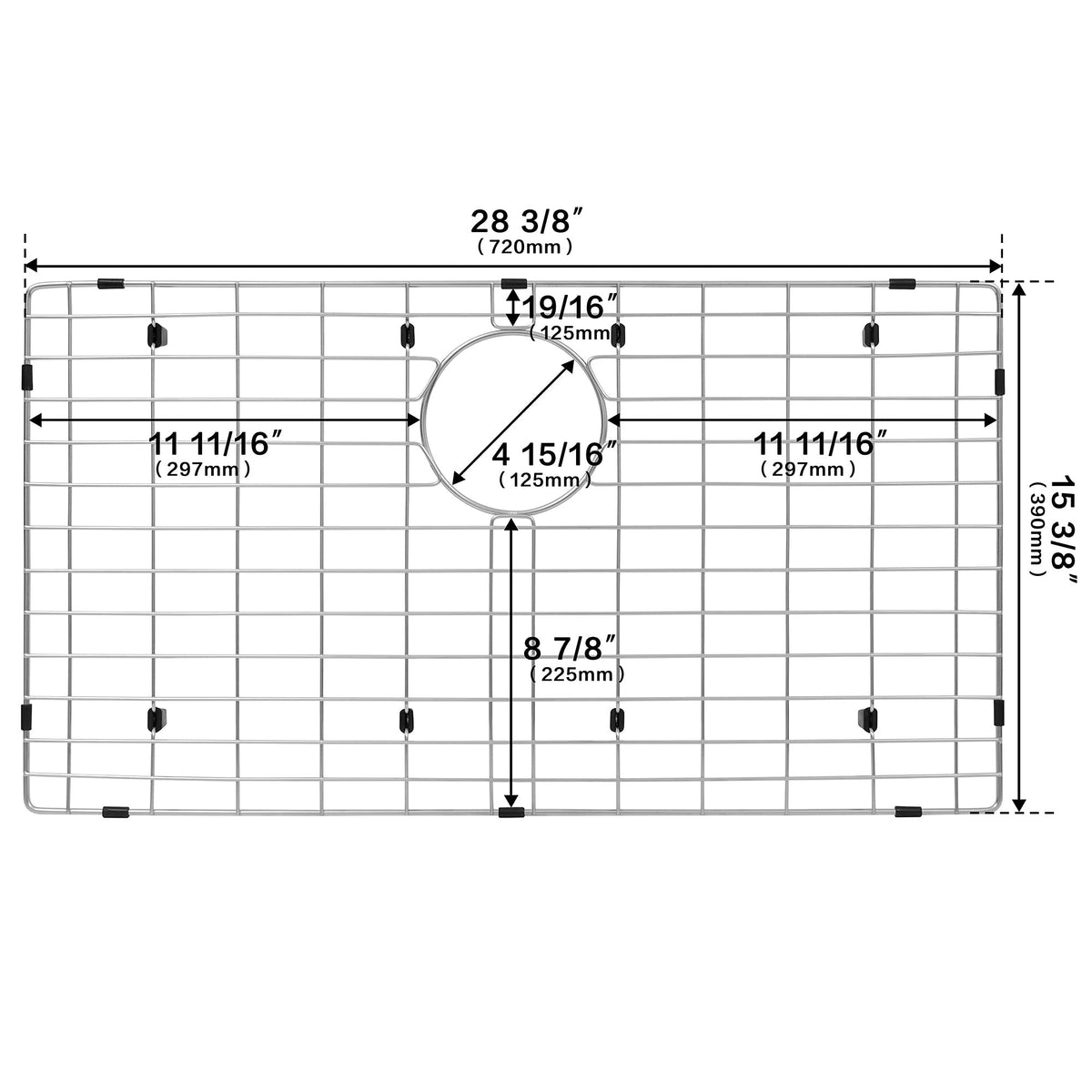 LQS grid designed for single sink bowls to maximize usable space