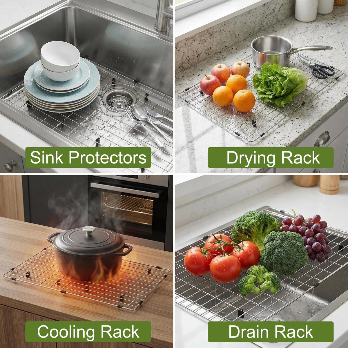 LQS stainless steel grid with chrome plated finish adds durable protection and airflow