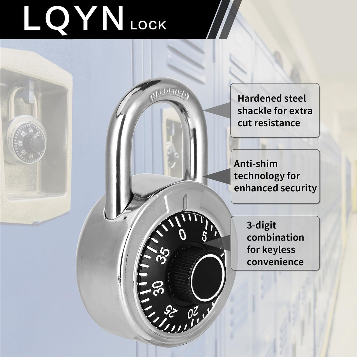 LQYN black turnplate padlock for quick, secure use.
