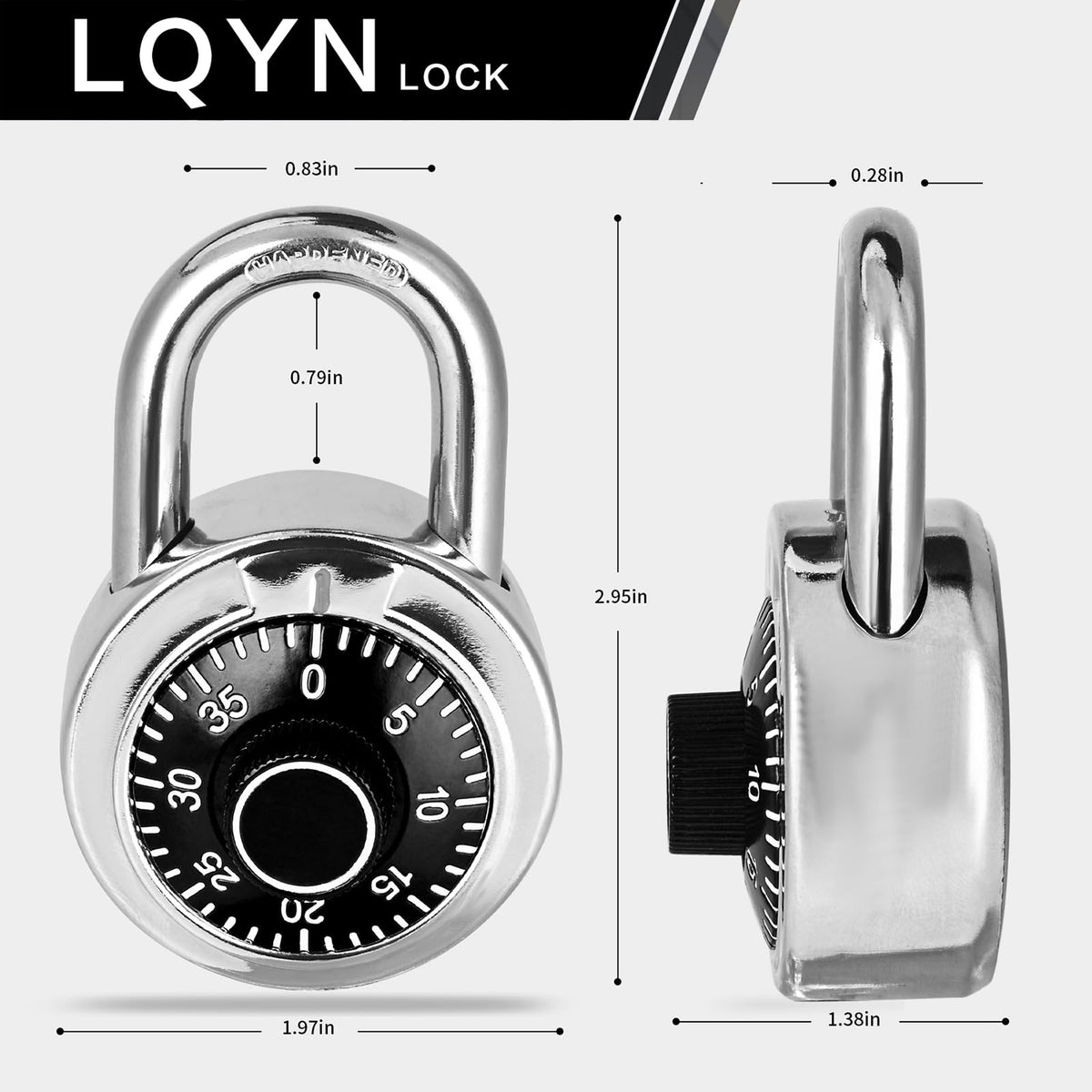 LQYN indoor lock ideal for gym lockers, toolbox, and gates.