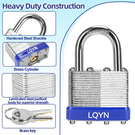 LQYN laminated 40mm padlock body offers strong, rust-resistant protection