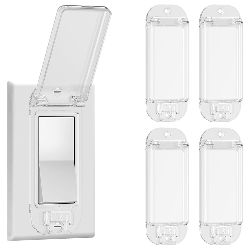 LRANFOW 4-light switch guard cover on wall, discreet protection for a rocker switch.