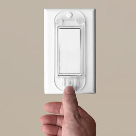 LRANFOW single-rocker guard protecting one switch with clear cover.