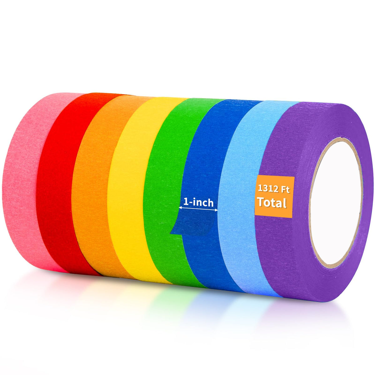 LRCXL colored masking tape pack with eight vivid rolls for DIY projects.