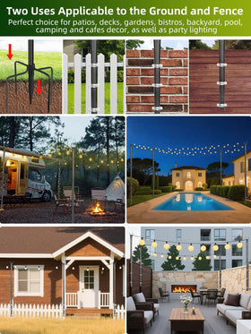 LRYXEG string light poles 10ft middle-section for stable height