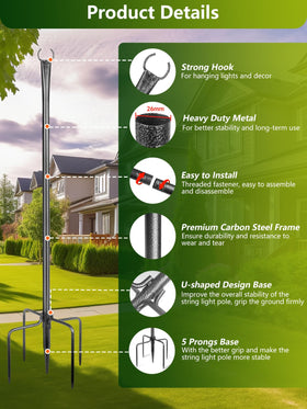Spacing guide shows 12–15 ft intervals for stable outdoor decoration.