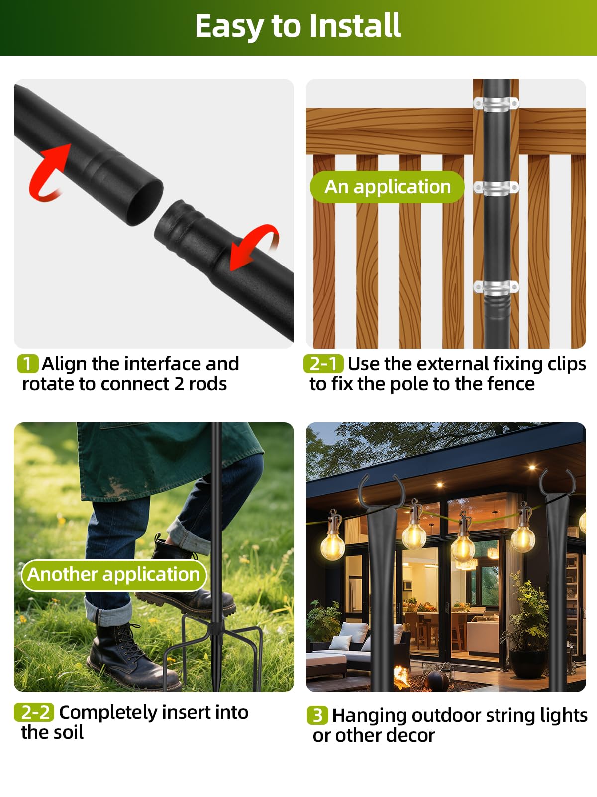 LRYXEG spacing guide 12-15ft ensures stable outdoor display