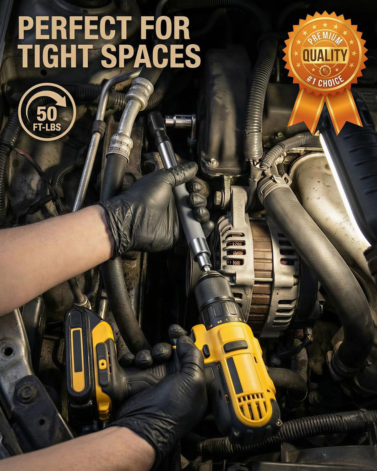 LSFYVM offset extension wrench with slim ergonomic handle in tight space