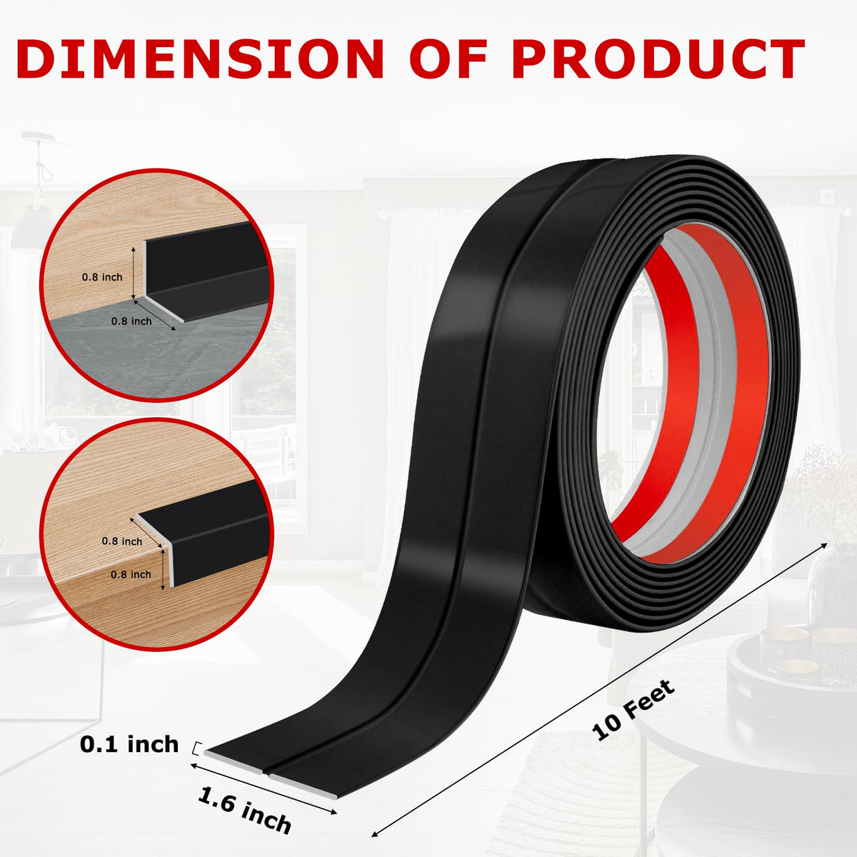 LSGCQ corner molding trim adheres to tiles, wood, glass for versatile room use