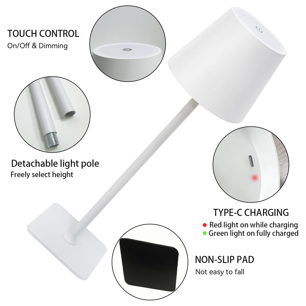 Lsoppn detachable height design lets you adjust lamp height easily