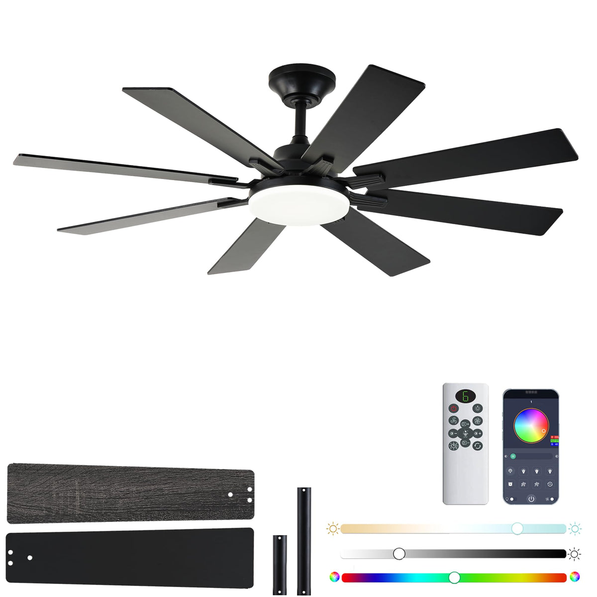 LSPMKE 52-inch ceiling fan with remote light ideal for living rooms.