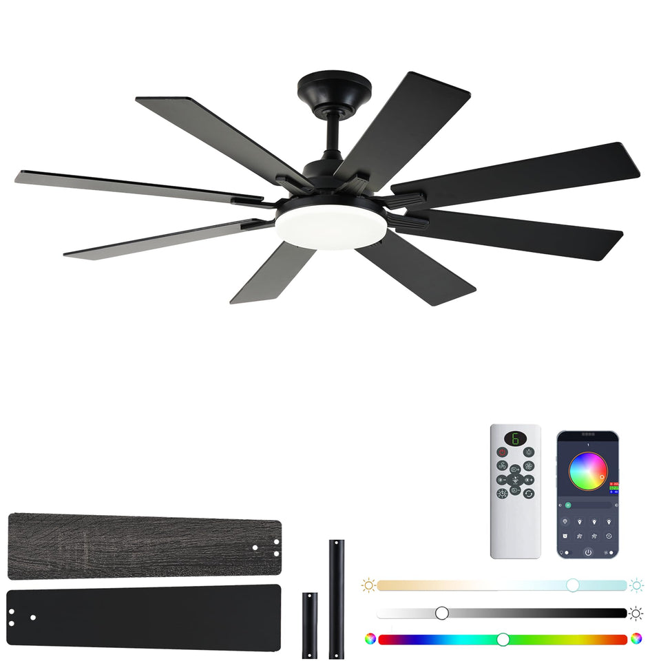 LSPMKE 52-inch ceiling fan with remote light ideal for living rooms.