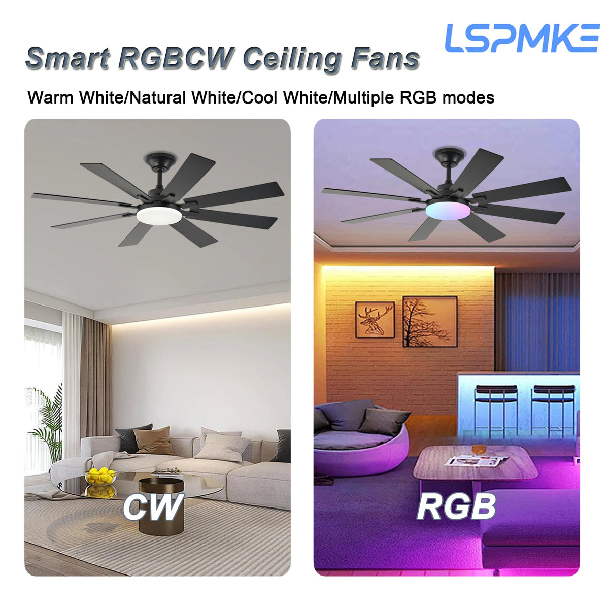 LSPMKE dimmable LED light with 3CCT for customizable ambiance.
