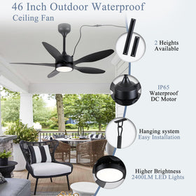 LSPMKE gazebo hanging fan with remote control for easy patio comfort.