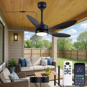LSPMKE weatherproof patio fan withstands rain and humidity.