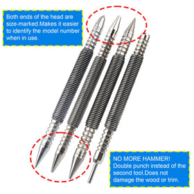 LSTOPGO dual-head center punch and nail set 3/16 in and 1/16 in for centered marks