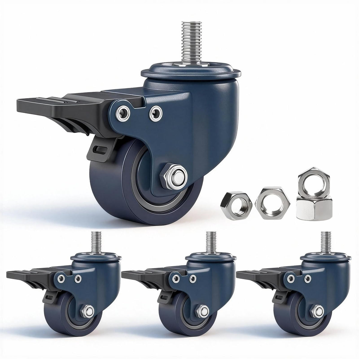LSWhee 1.6-inch blue caster wheel enabling smooth swiveling for easy furniture movement
