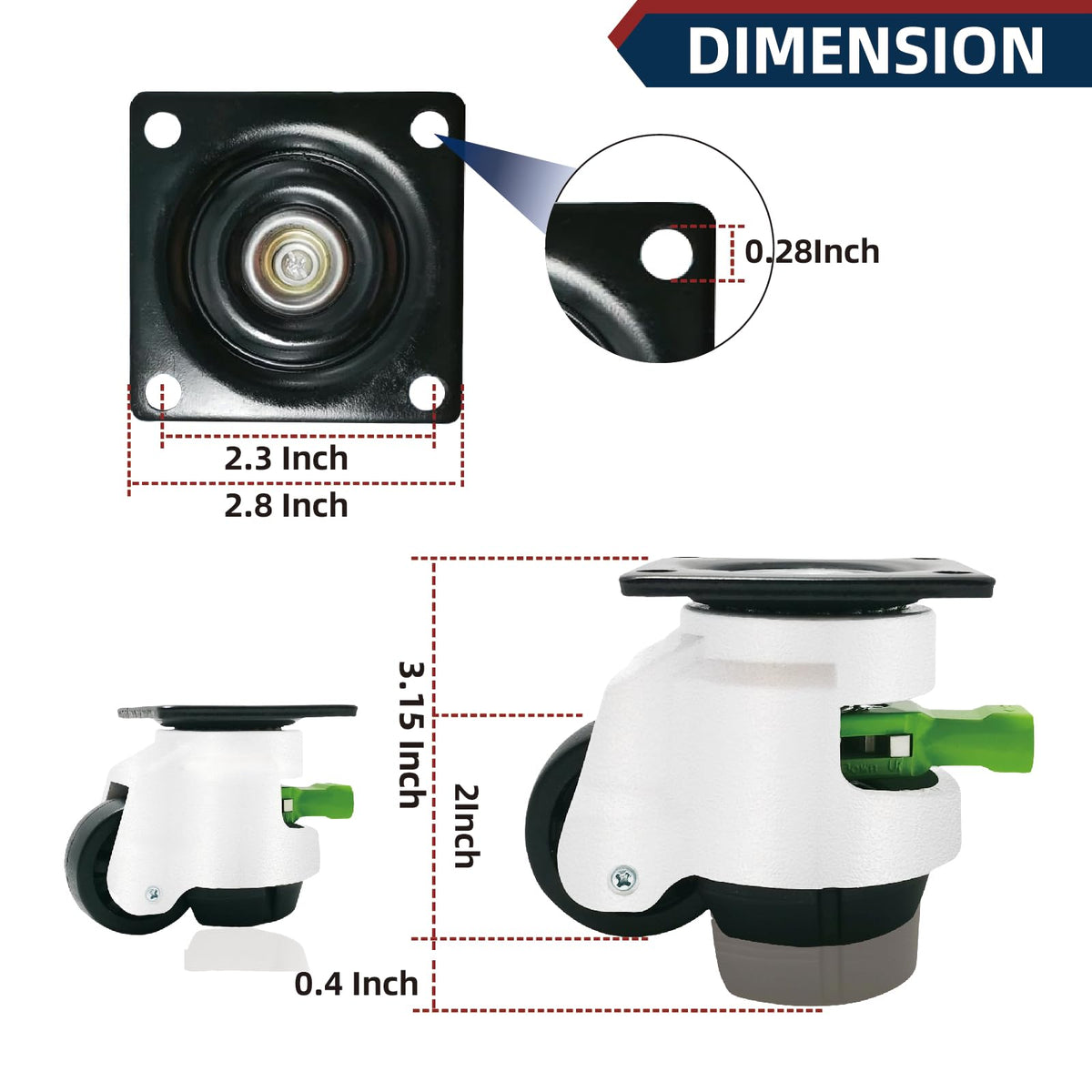 LSWhee leveling casters ratchet handle for quick height tweaks