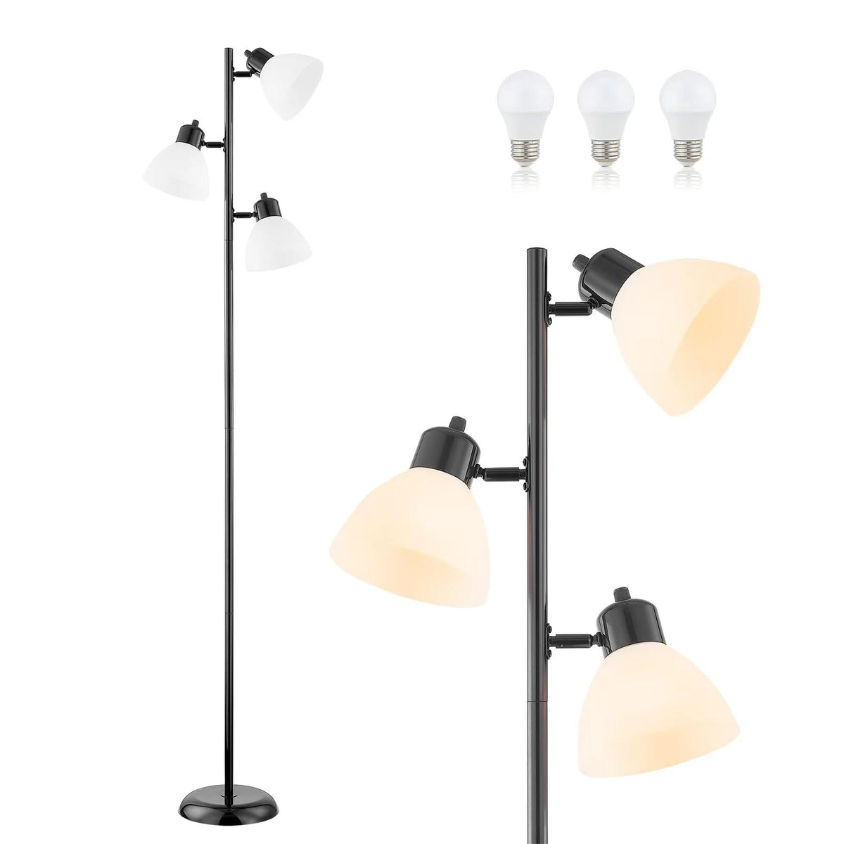 LTGSRC Modern Tree Floor Lamp with three adjustable heads for versatile lighting in the living room