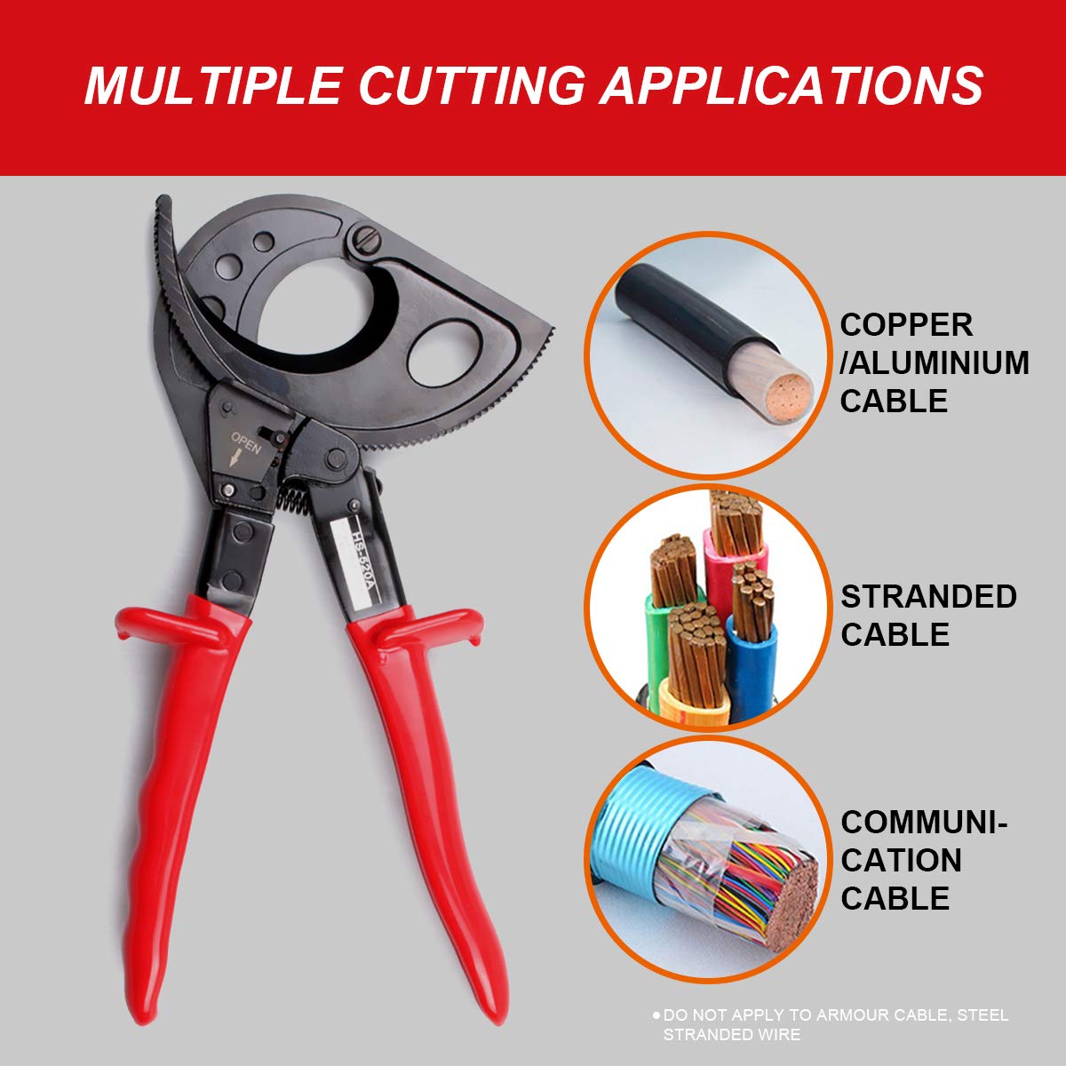 LUBAN one-handed operation ratcheting cutter demonstrating easy handling