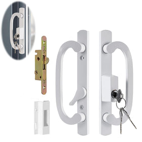 Lubentol keyed offset center sliding door handle with mortise lock for secure patio access.
