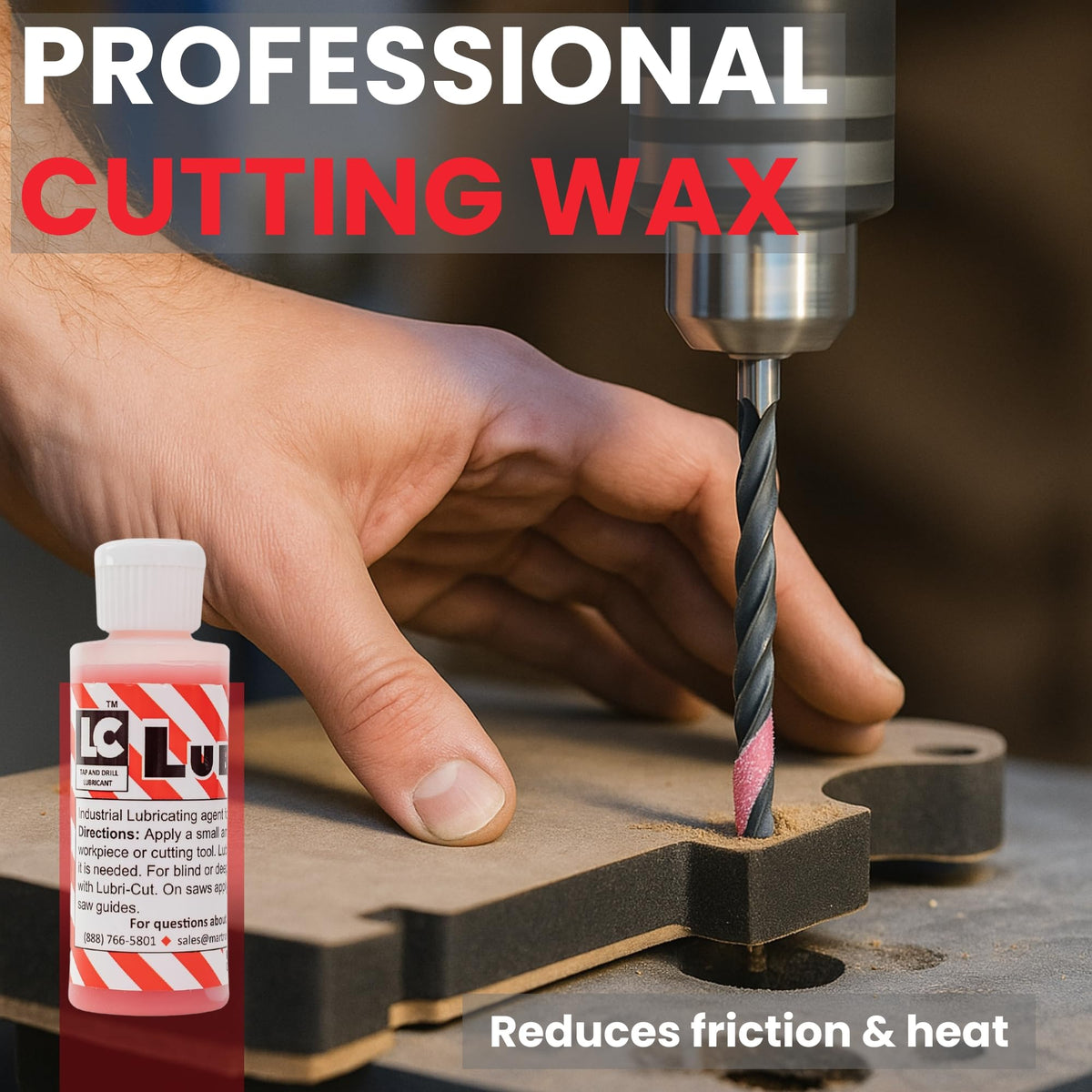 Lubri-Cut gel supports precise lubrication during tapping tasks.