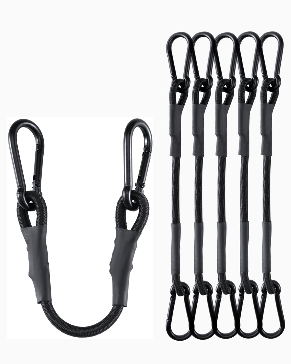 LuckyStraps 8-inch carabiner bungee cord secures cargo during transport.