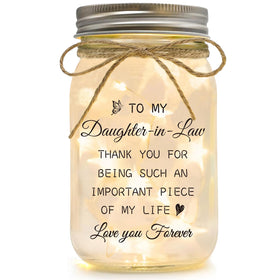 Luckyyds daughter-in-law mason jar night light with warm glow for cozy decor