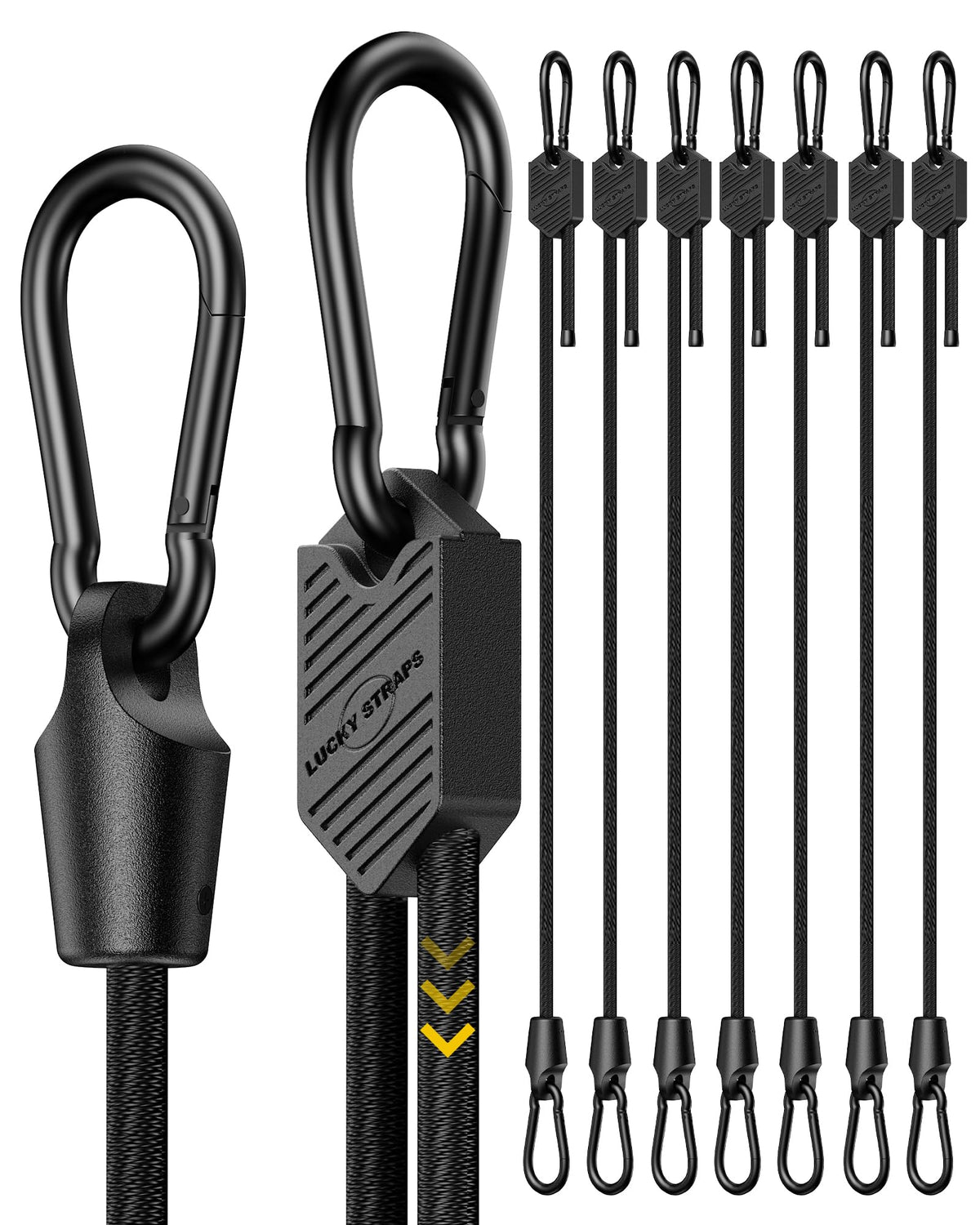 LuckyStraps adjustable bungee cords with carabiner for secure cargo in any length