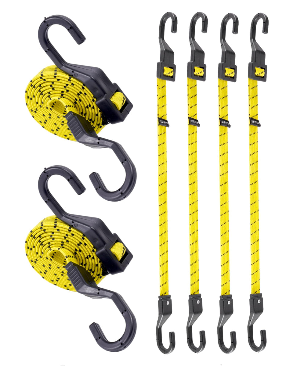 LuckyStraps flat adjustable bungee cord 48 inch with hooks for secure cargo tying