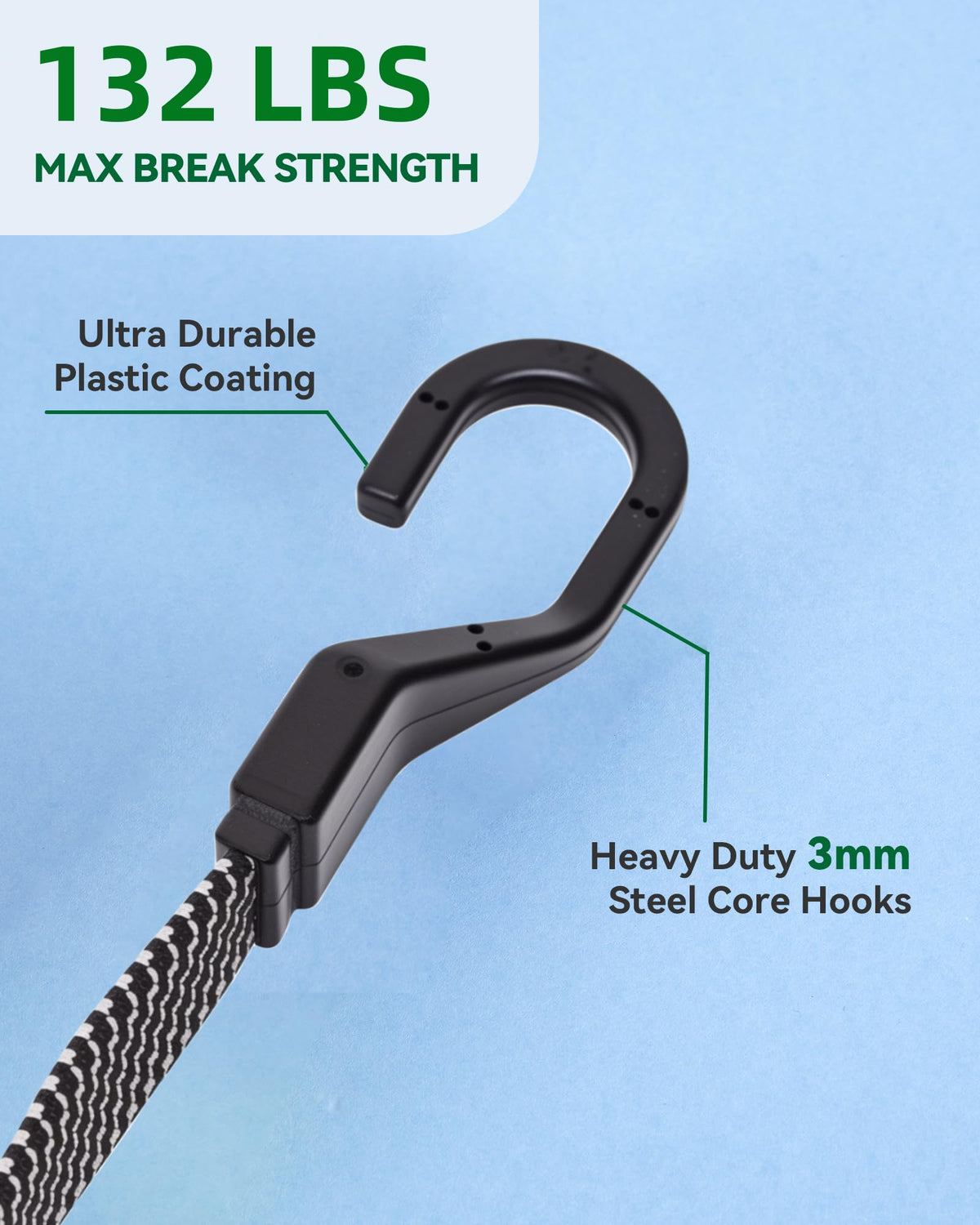 LuckyStraps UV-resistant yarn protects the cord against weather and sun