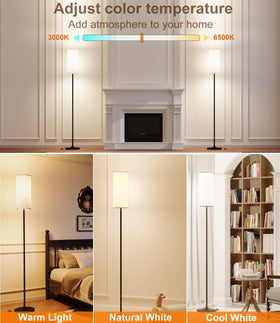 Luckystyle dimmable floor lamp LED bulb provides adjustable color temperature for different moods.
