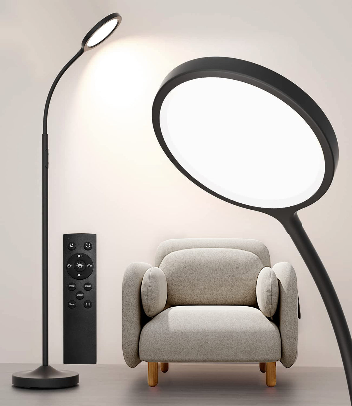 Luckystyle floor lamp base heavy and stable for steady placement on carpet or hardwood.