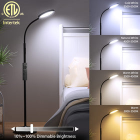 Luckystyle floor lamp LED head delivers bright, non-dazzling light for reading and tasks.