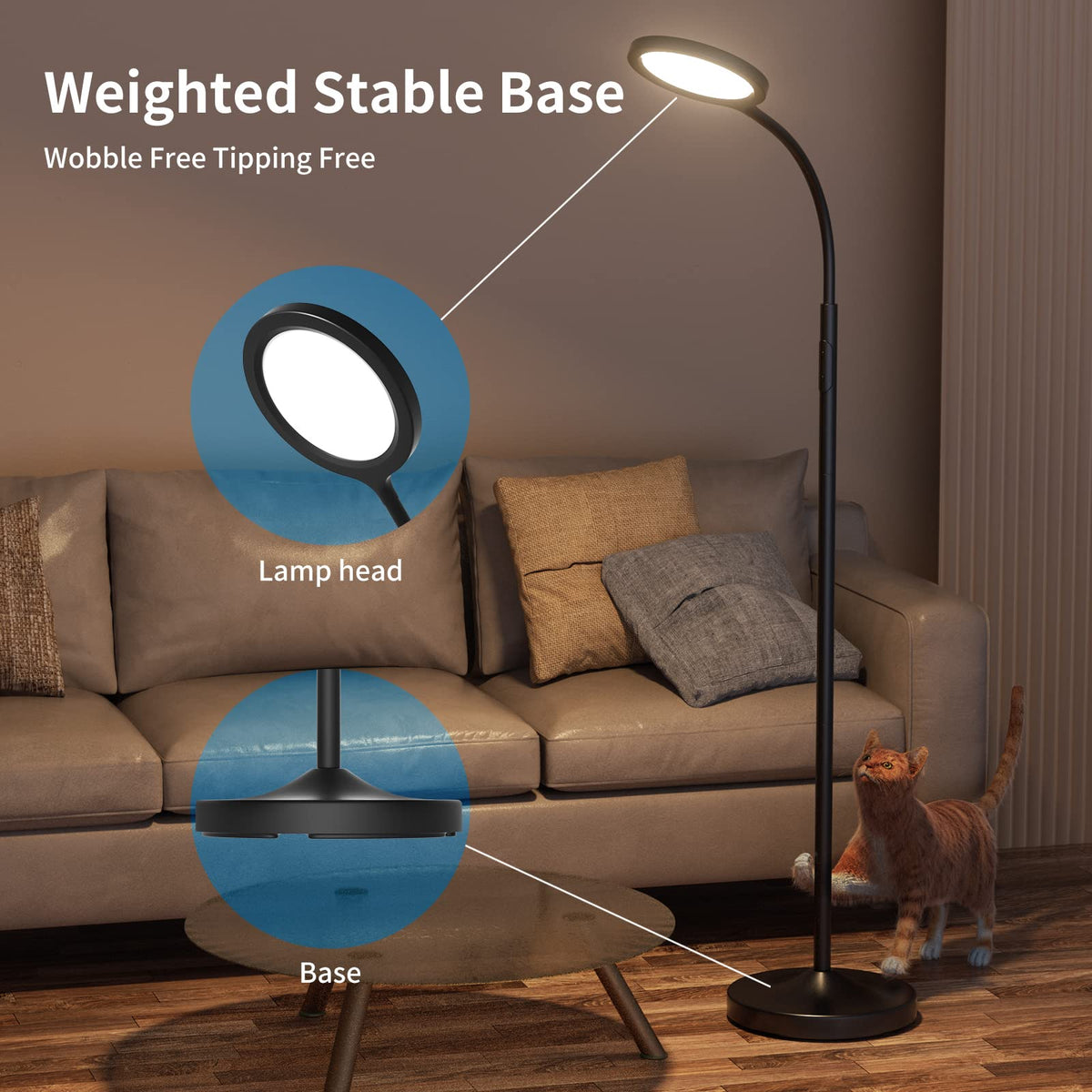 Luckystyle floor lamp timer function enables scheduled on/off for convenience.