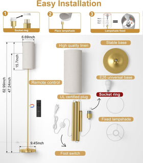 Luckystyle floor lamp featuring timer and night mode for energy saving and calm evenings