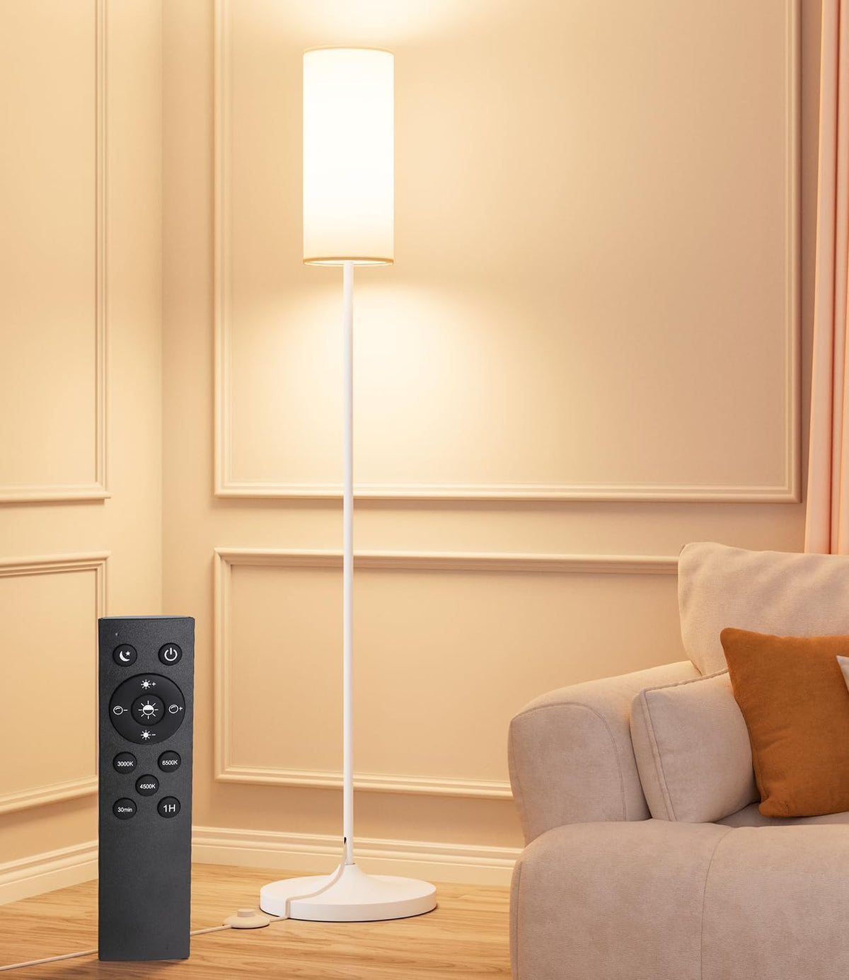 Luckystyle LED floor lamp base provides sturdy support for living rooms.