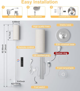 Luckystyle LED floor lamp foot switch enables quick hands-free on/off.