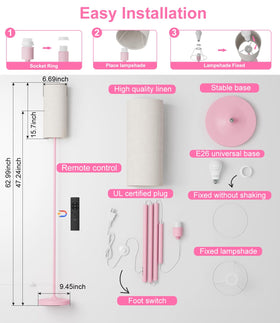 Luckystyle floor lamp with foot switch for convenient hands-free adjustment.