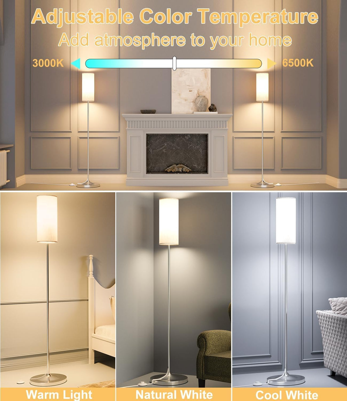 Luckystyle LED floor lamp remote-control lets you adjust lighting from across the room.