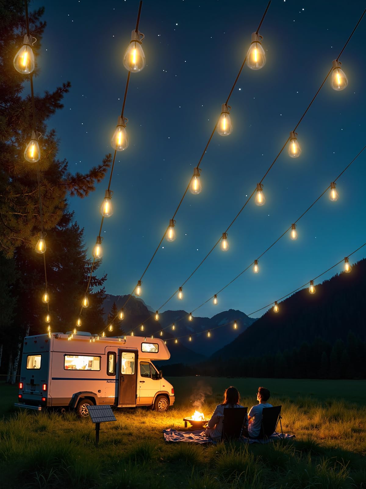 Luckystyle versatile lighting for camping, backyard parties, cafes.