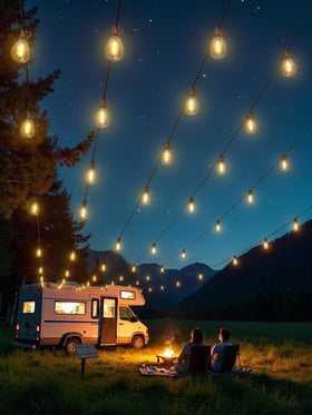 Luckystyle versatile lighting for camping, backyard parties, cafes.