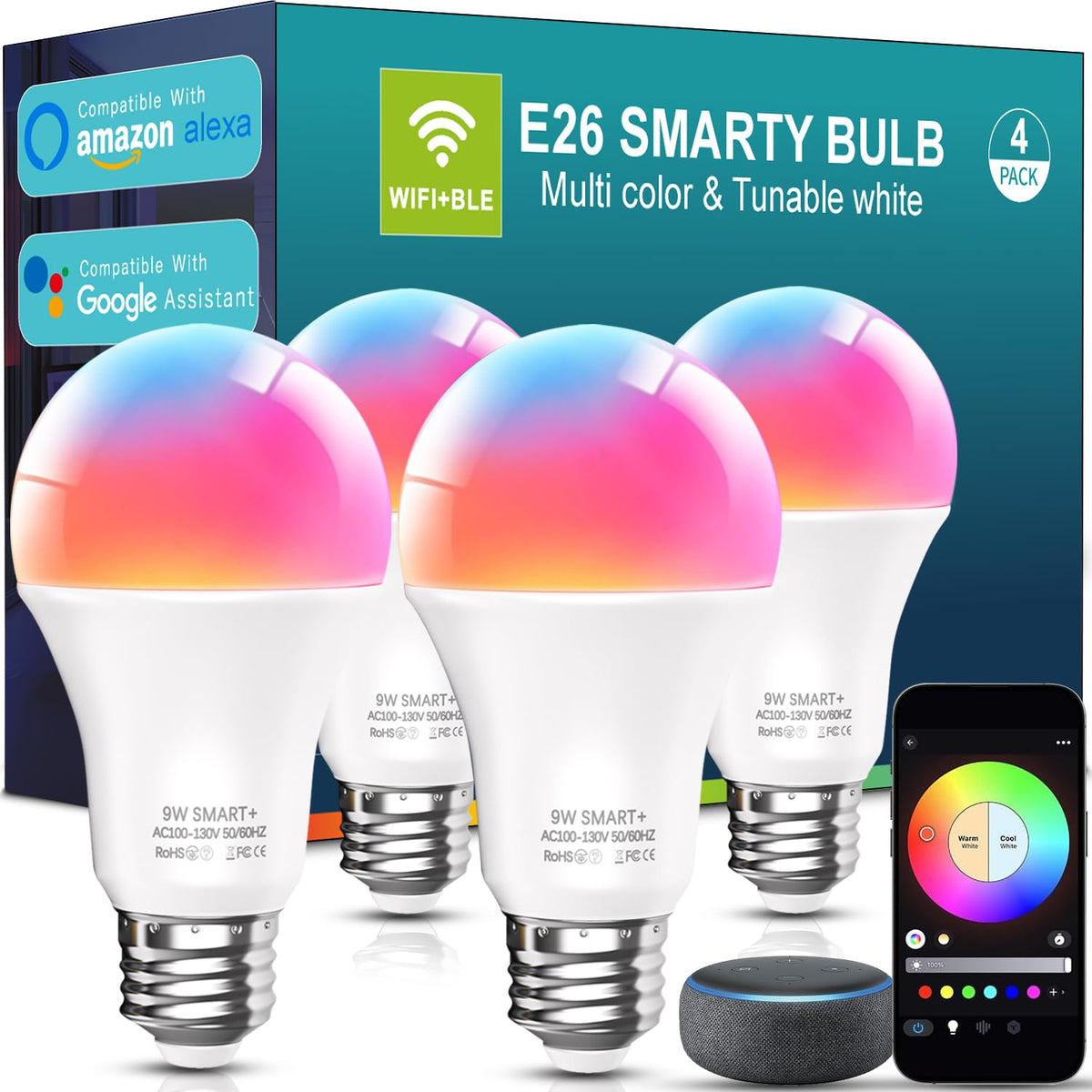 Luckystyle smart bulb with voice control for hands-free lighting